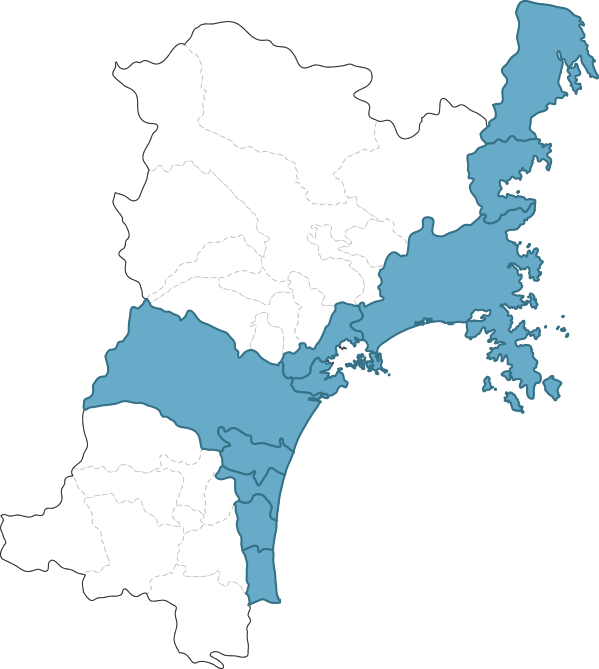 東日本大震災 宮城県の地図